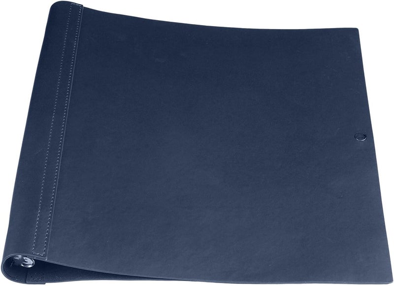 Teling 1 Pcs Leather 3 Ring Binder Holds 8.5 x 11 Inch Paper Binder Organizer Vintage Faux Leather Portfolio Folder Planner for Office Home Document Photo Diary Supplies (Navy Blue) - Image 1